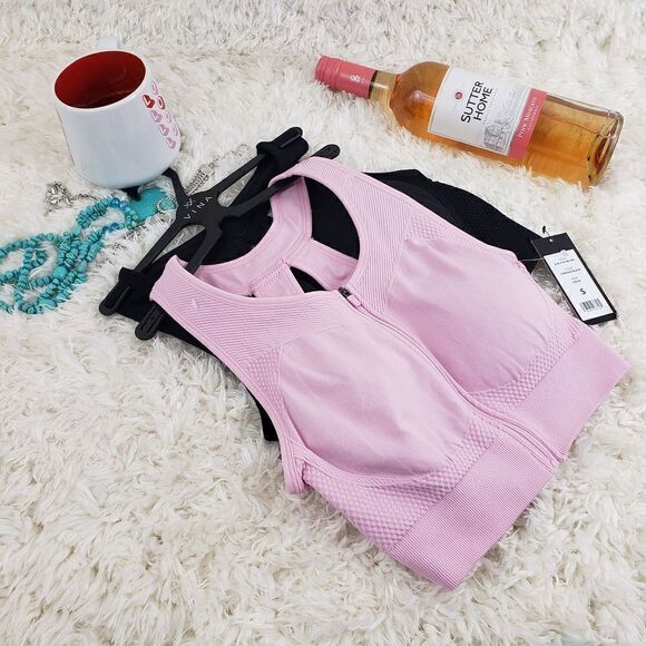 Vina SMALL  Black Pack of 2, racerback , front zipper Bralette Sexy Bra - Picture 1 of 6